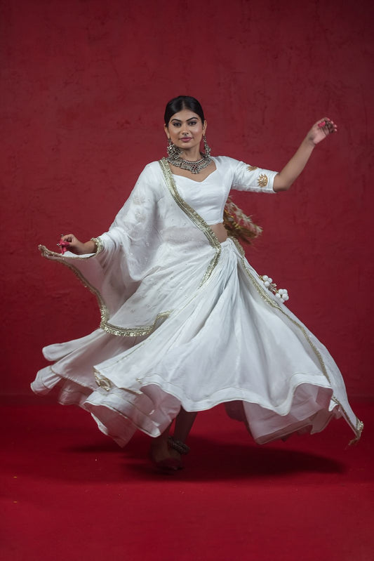 White double layer chaniya choli set