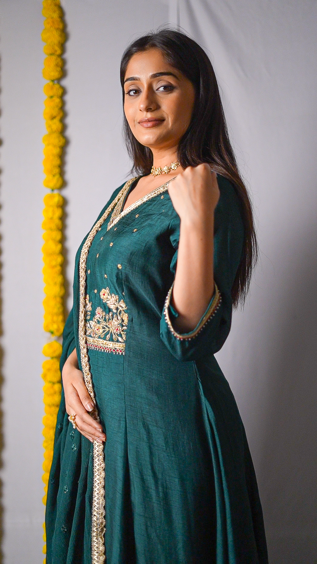 Green Anarkali set