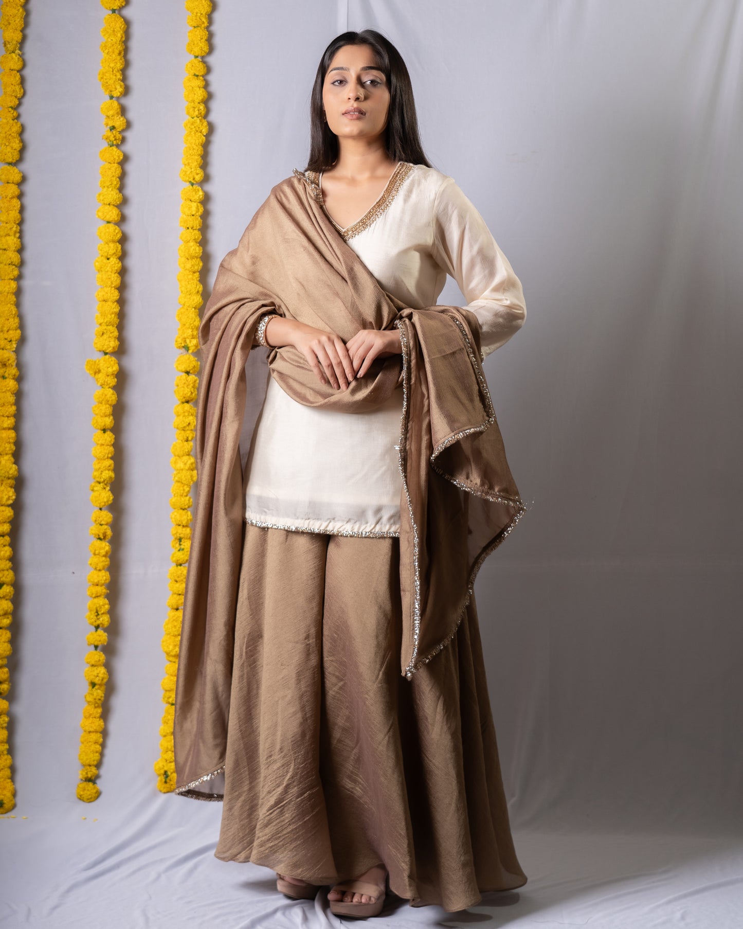 White Sharara set