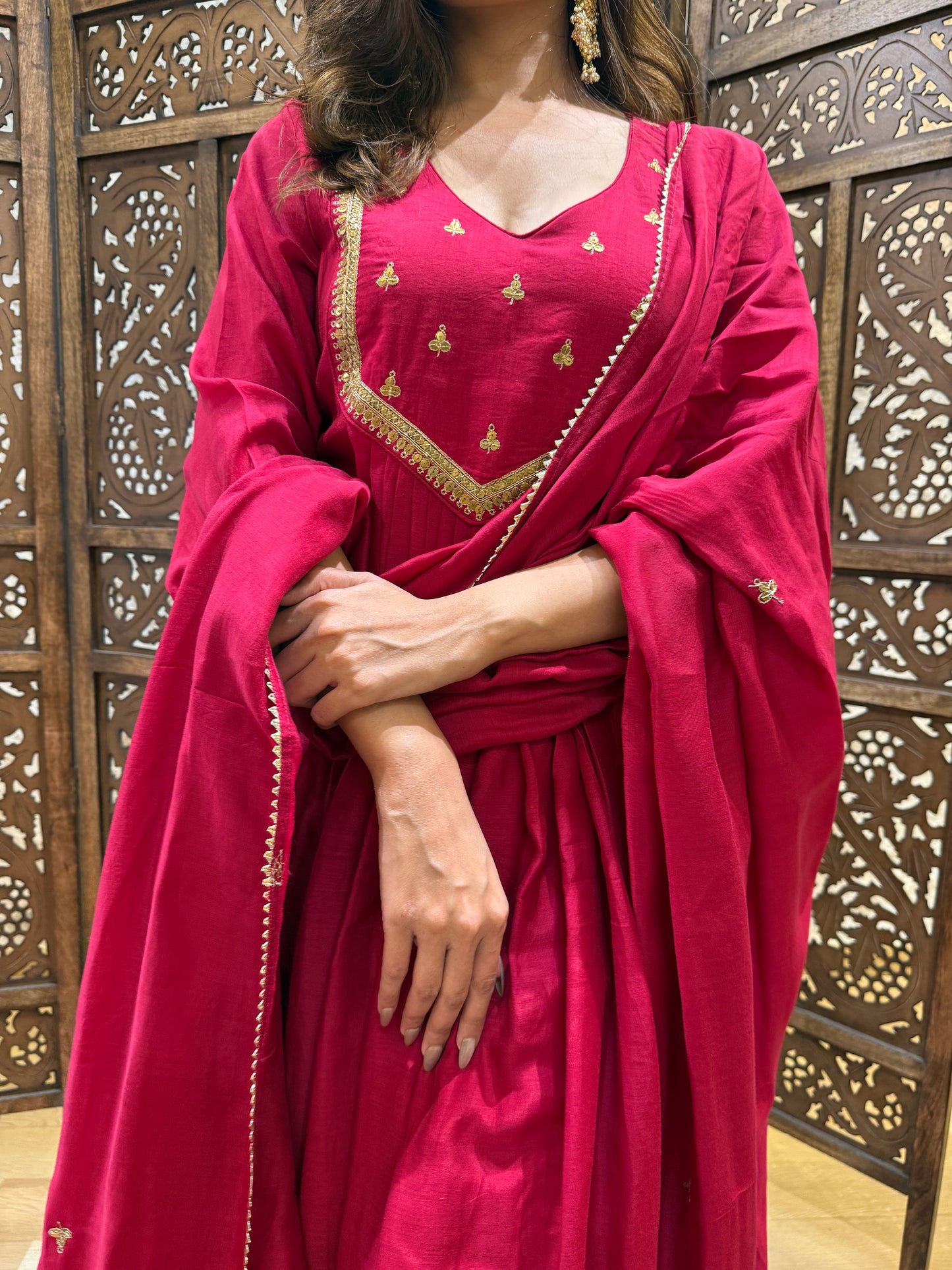 Red Anarkali Set