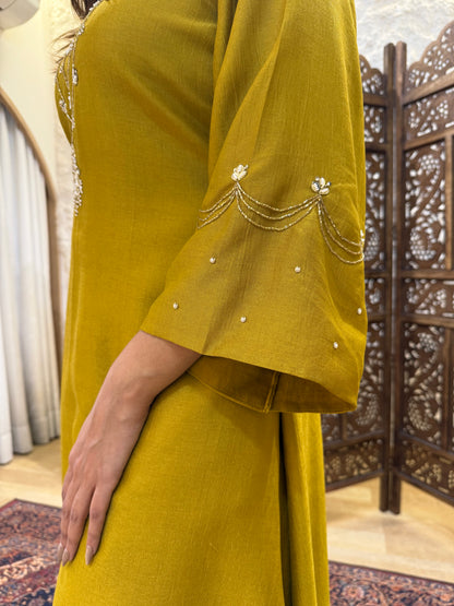 Olive Golden Kurta Set