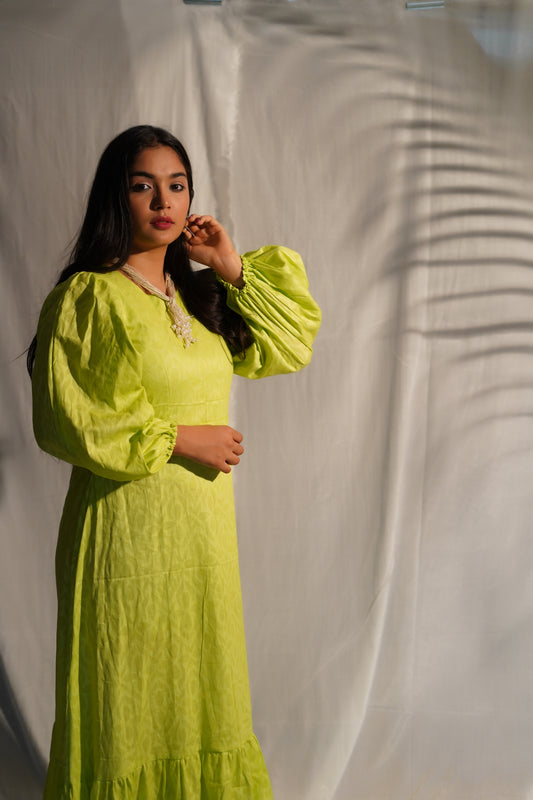 Long dress with full ballon sleeves
