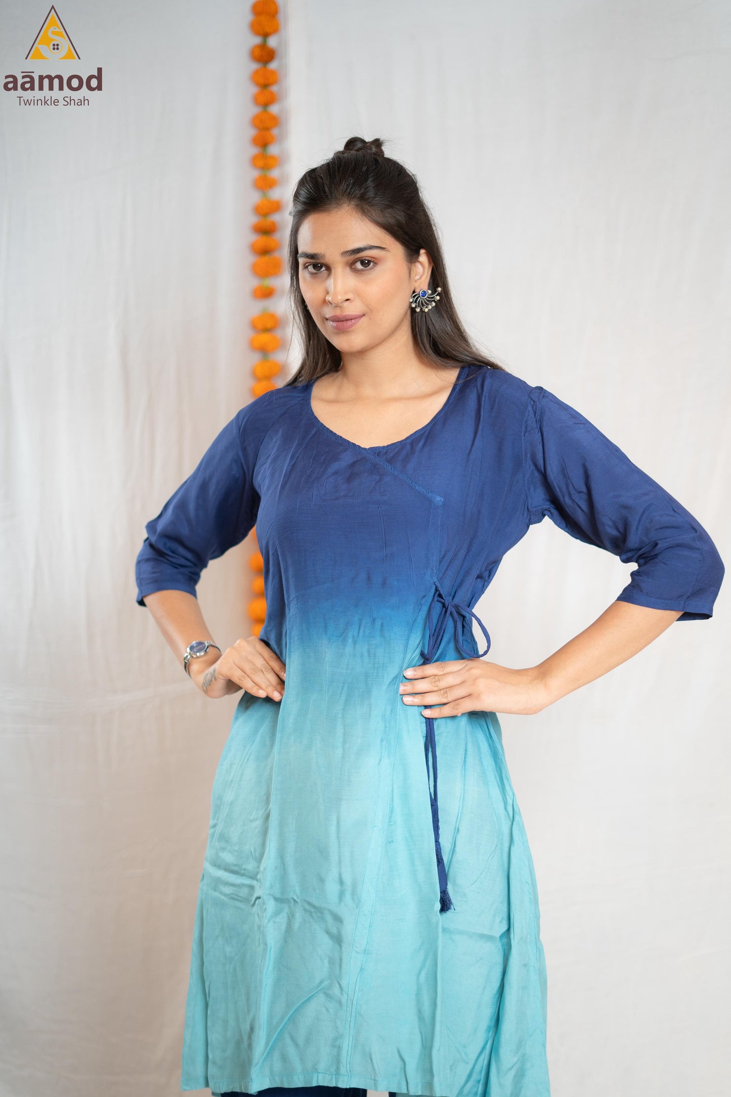 Angarkha V neck ombre coordset