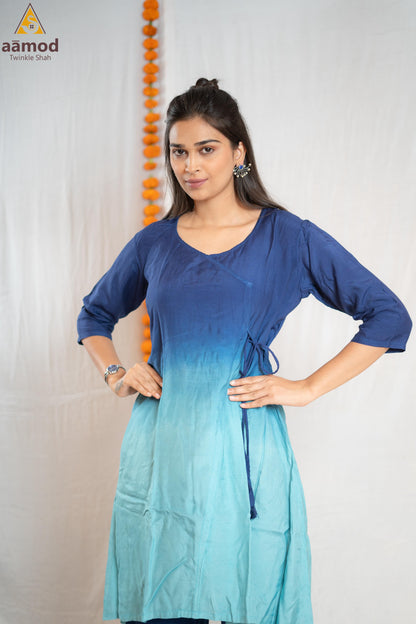 Angarkha V neck ombre coordset