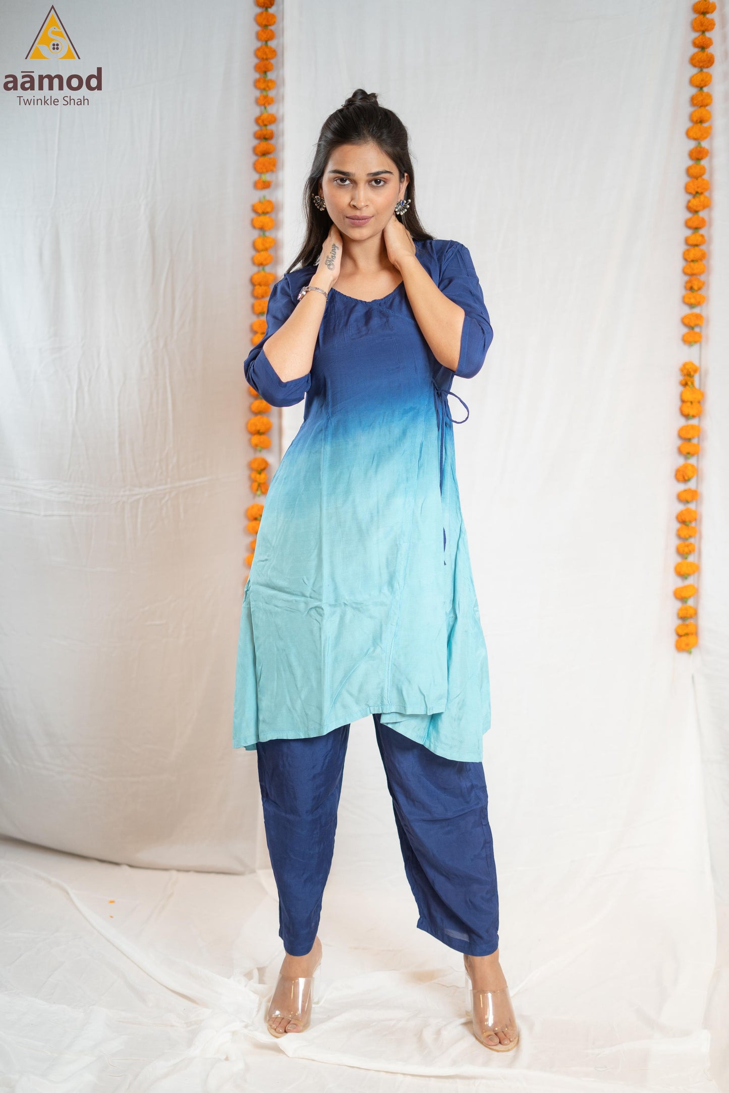 Angarkha V neck ombre coordset