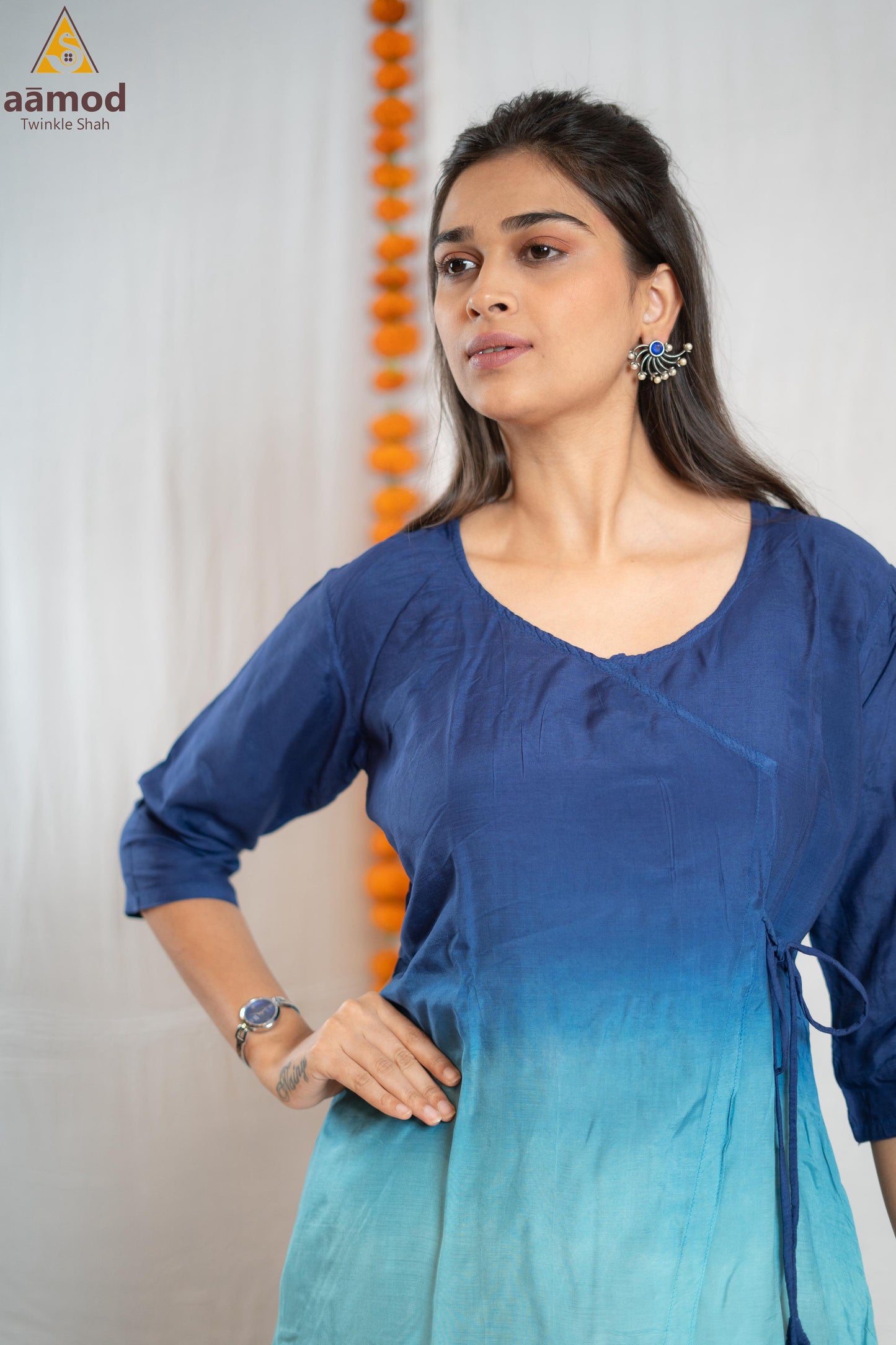 Angarkha V neck ombre coordset