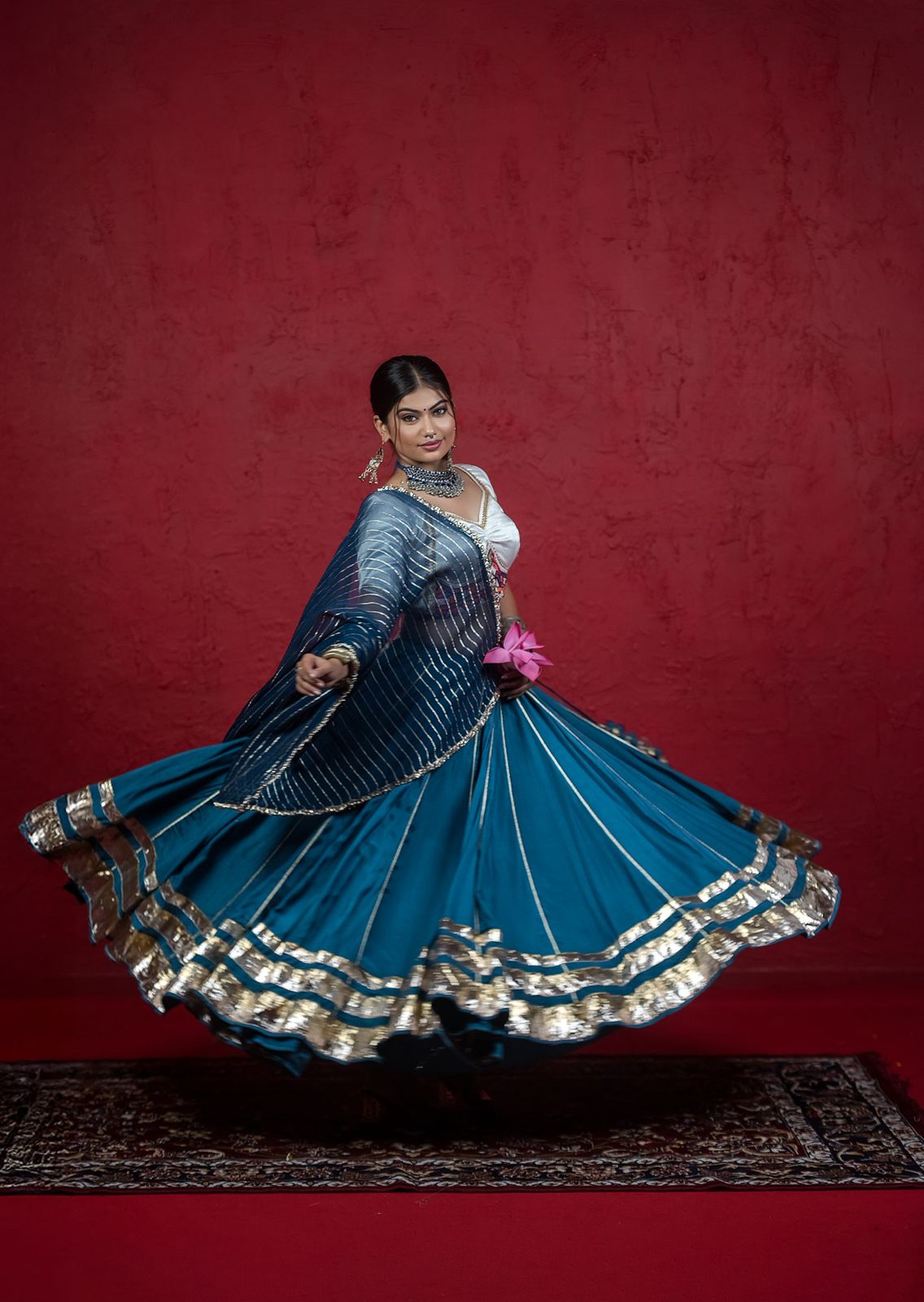 Teal Blue Navratri Chaniya Choli Set