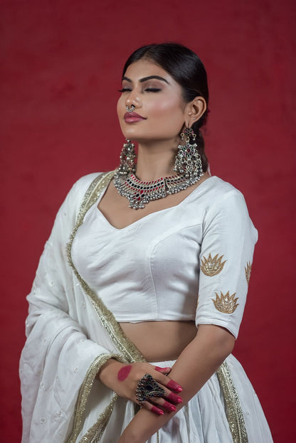 White double layer chaniya choli set